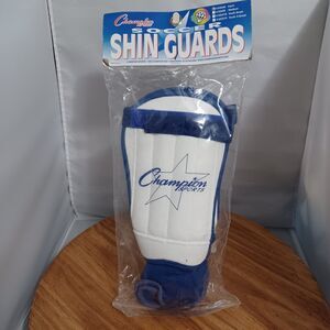 Champion Sports Soccer Shin Guards Size Adult Blue and White
